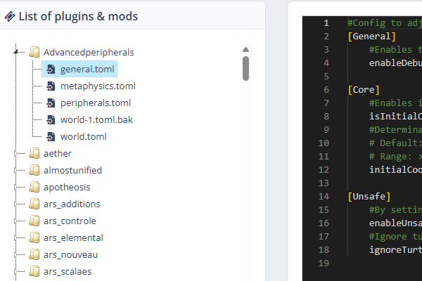 Plugin configuration