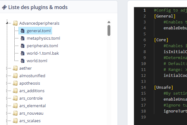 Configuration des plugins