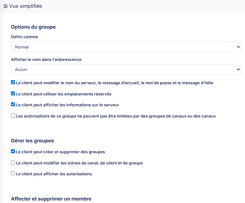 Configuration granulaire des permissions TeamSpeak depuis le panel BoxToPlay