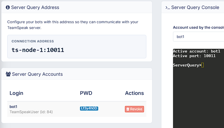 TeamSpeak server Server Query access and accounts